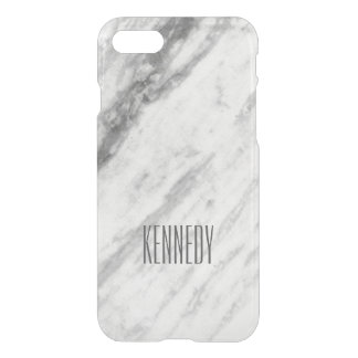 Trendy White and Gray Marble Look Personalized iPhone SE/8/7 Case