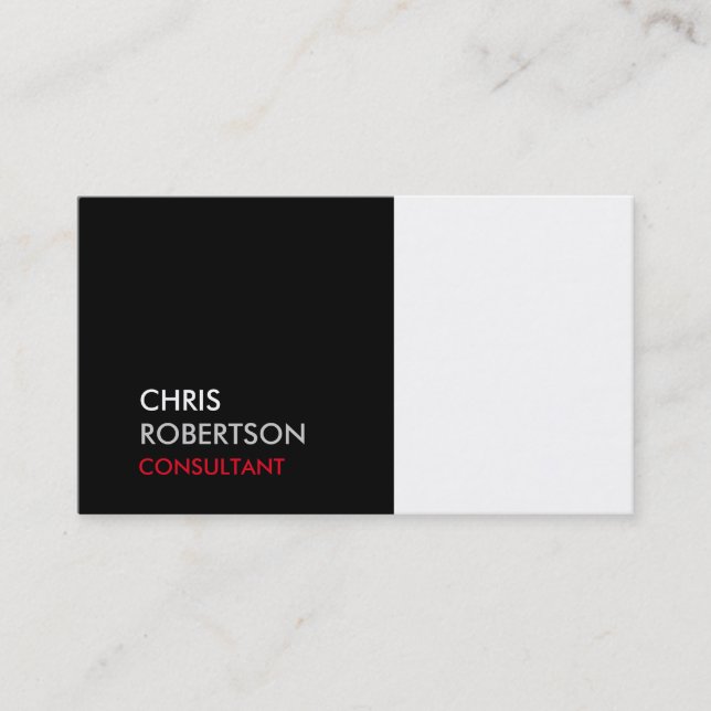 Trendy White Black Attractive Business Card (Front)