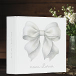 Trendy White Bow Personalized With Name Monogram 3 Ring Binder<br><div class="desc">Organize your essentials with flair using our Trendy White Bow Personalized With Name Monogram 3-Ring Binder. Perfectly embodying the coquette aesthetic, this binder features a delicate preppy pink bow against a classic white background, making it an ideal accessory for the modern woman. The vintage-inspired design exudes girly charm, making it...</div>