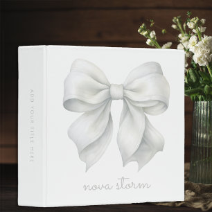 Trendy White Bow Personalized With Name Monogram 3 Ring Binder