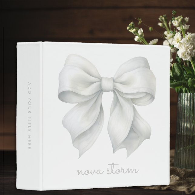 Trendy White Bow Personalized With Name Monogram 3 Ring Binder (Creator Uploaded)