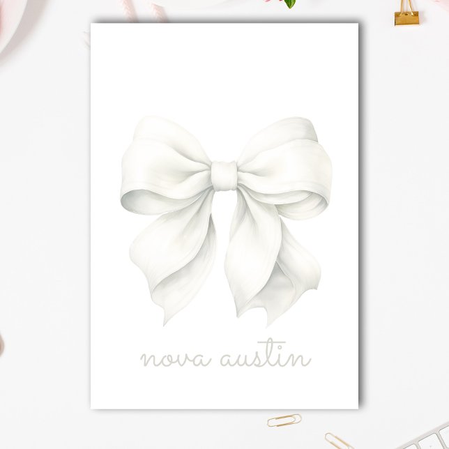 Trendy White Bow Personalized With Name Monogram Post-it Notes (Creator Uploaded)