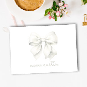 Trendy White Bow Personalized With Name Monogram Post-it Notes