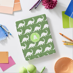 Trendy White Brontosaurus Dinosaurs Personalized iPad Smart Cover