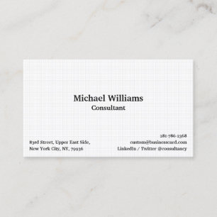Trendy White Checkered Geometric Pattern Modern Business Card