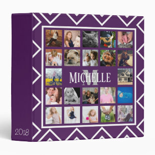 Trendy White Chevrons Family Photo Collage 3 Ring Binder