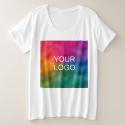 Trendy White Color Template Upload Business Logo Plus Size T-Shirt