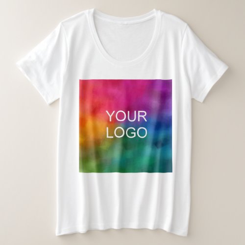Trendy White Color Template Upload Business Logo Plus Size T_Shirt