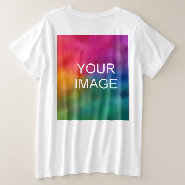 Trendy White Color Template Upload Image Logo Plus Size T-Shirt (Design Back)