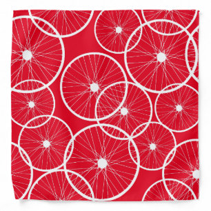 Trendy White Cyclist Bike Wheels on Red Bandana