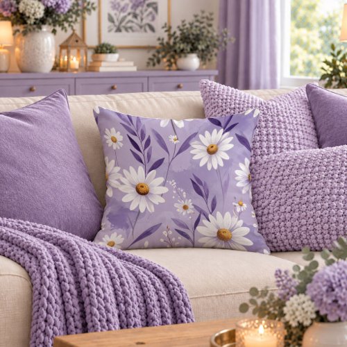 Trendy White Daisy Sage Cushion Cover Decor Art
