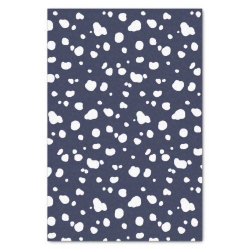 Trendy White Dalmatian Spots  Navy Tissue Paper
