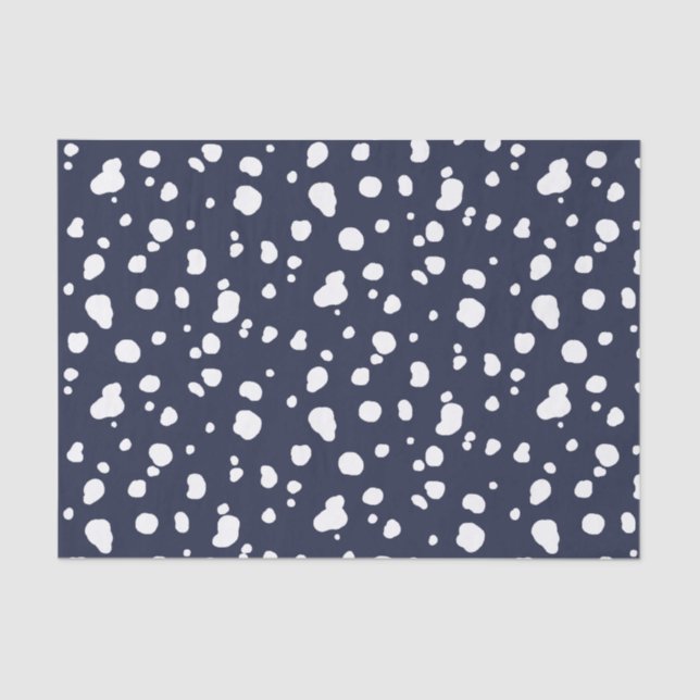 Trendy White Dalmatian Spots & Navy Tissue Paper (Front)