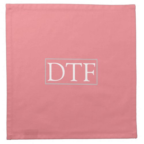 Trendy White DIY MonogramName Grey Border Coral Cloth Napkin