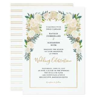 Trendy White Floral Peonies wedding celebration Invitation
