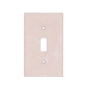Trendy White Flowers outlines Blush Pink design Light Switch Cover