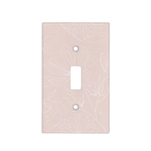 Trendy White Flowers outlines Blush Pink design Light Switch Cover
