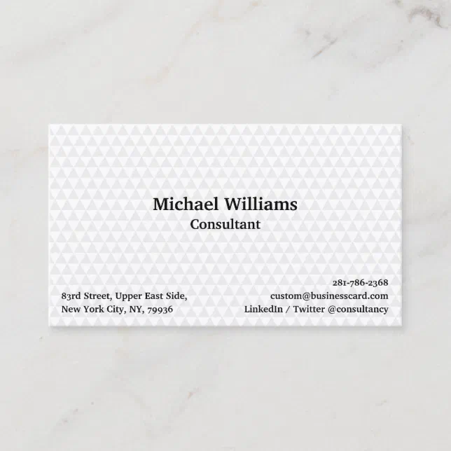 Trendy White Geometric Pattern Modern Chic Stylish Business Card Zazzle