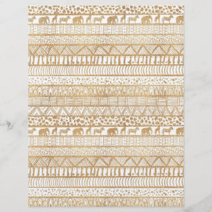 Trendy White Gold Tribal African Pattern Letterhead