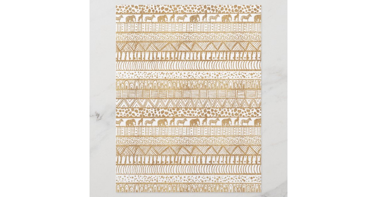 Trendy White Gold Tribal African Pattern Letterhead | Zazzle