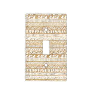 Trendy White Gold Tribal African Pattern Light Switch Cover