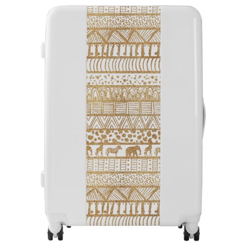 Trendy White Gold Tribal African Pattern Luggage