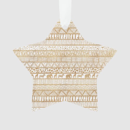 Trendy White Gold Tribal African Pattern Ornament