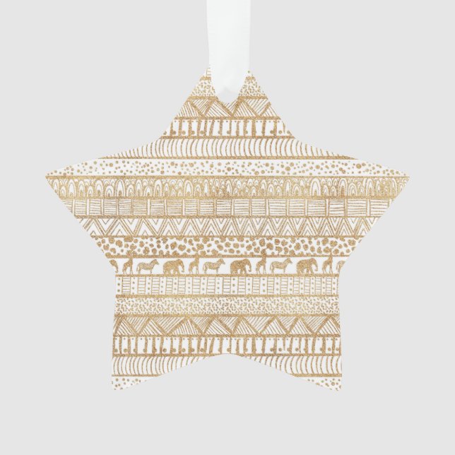 Trendy White Gold Tribal African Pattern Ornament (Front)