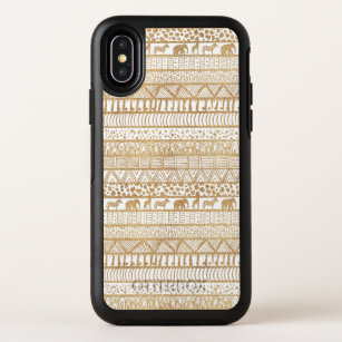 Trendy White Gold Tribal African Pattern OtterBox Symmetry iPhone X Case