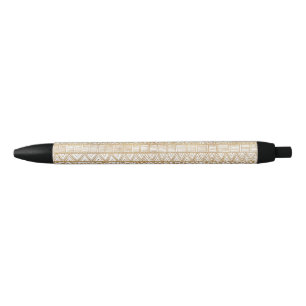Trendy White Gold Tribal African Pattern Pen