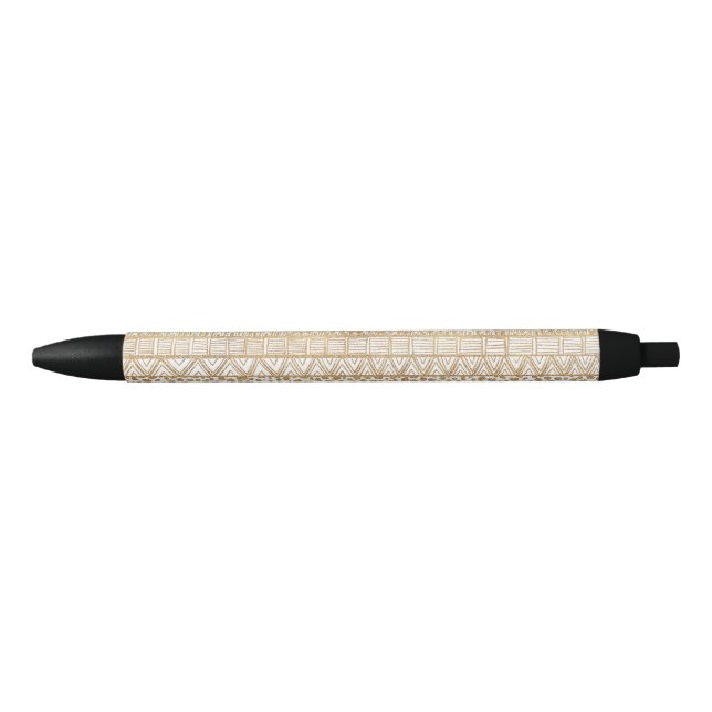 Trendy White Gold Tribal African Pattern Pen (Front)