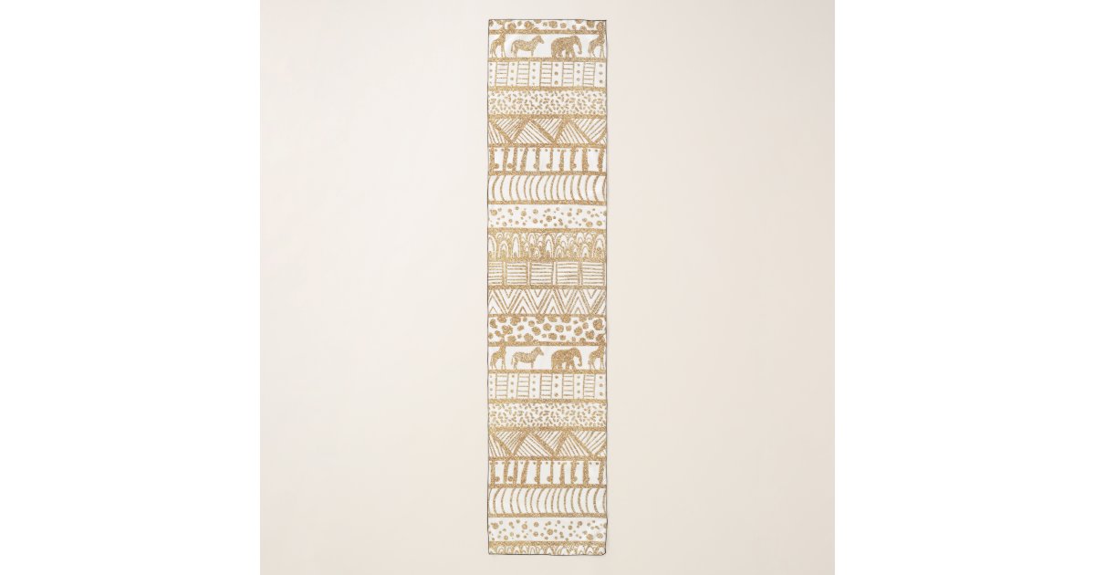 Trendy White Gold Tribal African Pattern Scarf | Zazzle