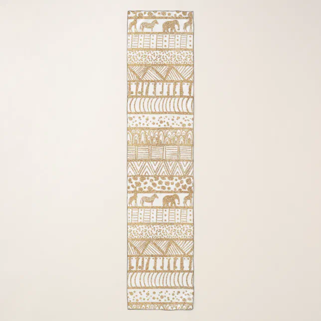 Trendy White Gold Tribal African Pattern Scarf | Zazzle