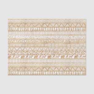 Trendy White Gold Tribal African Pattern Tissue Paper