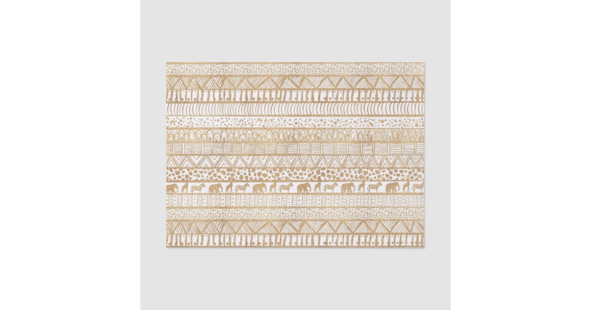 Trendy White Gold Tribal African Pattern Tissue Paper | Zazzle