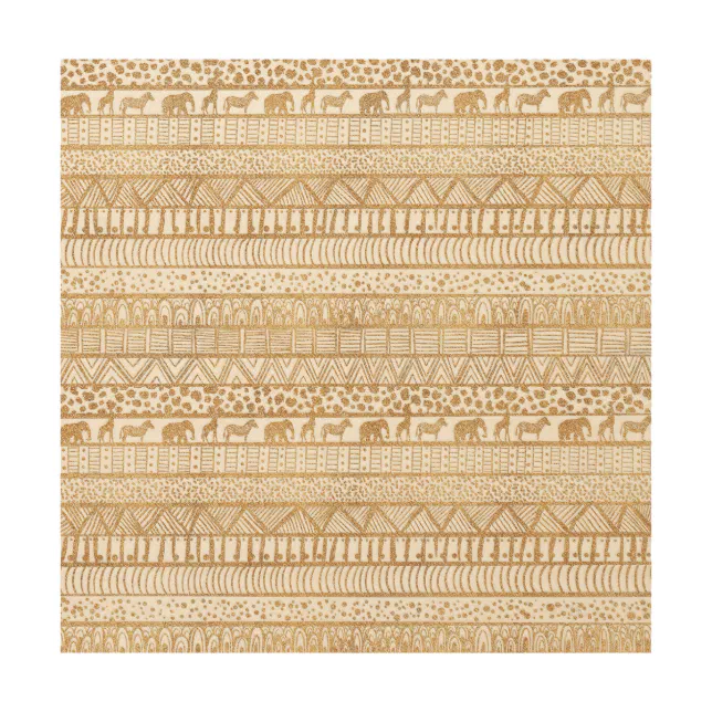 Trendy White Gold Tribal African Pattern Wood Wall Art | Zazzle