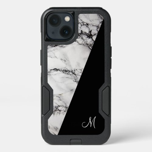 Trendy White Gray And Black Marble Stone Texture iPhone 13 Case