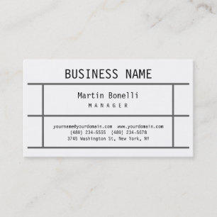 Trendy White Gray Lines Manager Business Card