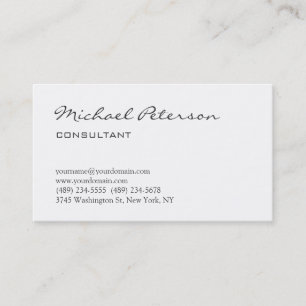 Trendy White Gray Script Consultant Business Card
