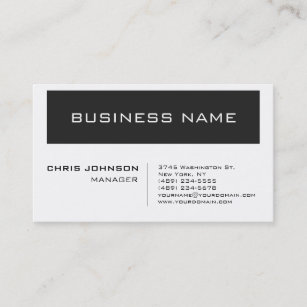 Trendy White Gray Striped Manager Business Card