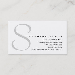 Trendy White Grey Monogram Business Card