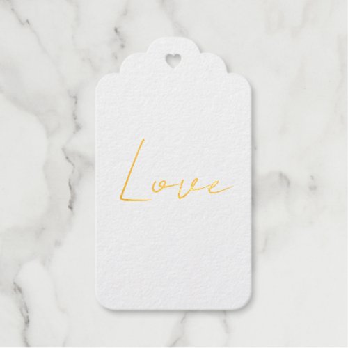 Trendy White Love Wedding Handwriting Name Foil Gift Tags