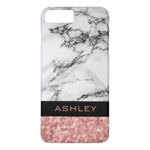 Trendy White Marble And Rose Gold Glitter iPhone 8 Plus7 Plus Case