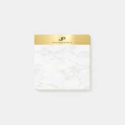 Trendy White Marble Elegant Modern Gold Look Post-it Notes