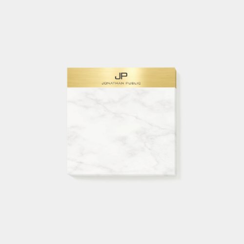 Trendy White Marble Elegant Modern Gold Look Post_it Notes