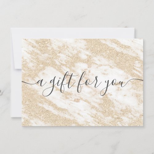 Trendy white marble gold glitter gift certificate