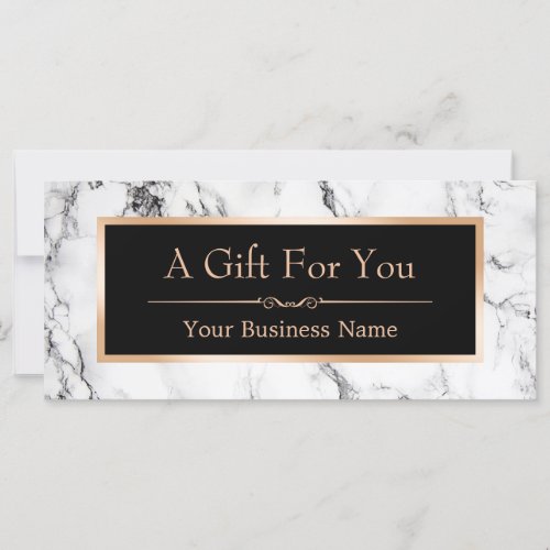 Trendy White Marble Look Gift Certificate Card