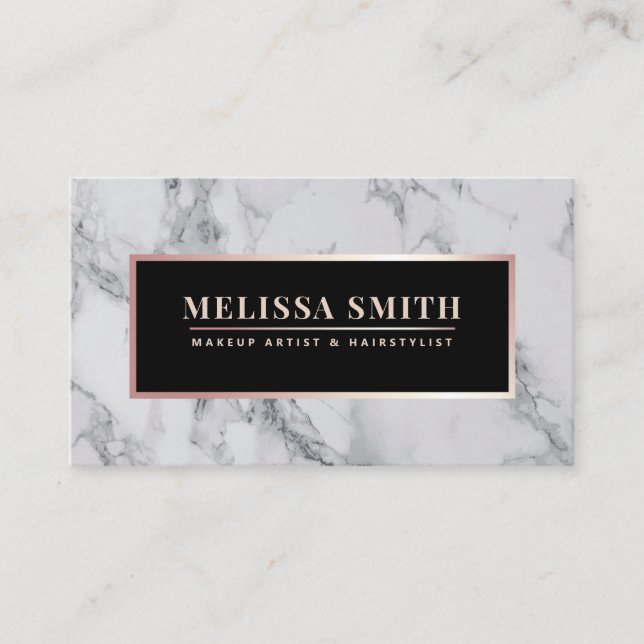 Trendy White Marble Makeup Artist Hair Salon Appointment Card (Front)
