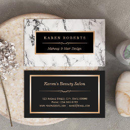 Trendy White Marble Makeup Artist Hair Salon Business Card