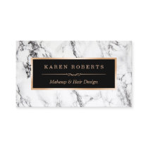 Trendy White Marble Makeup Artist Hair Salon Business Card Trendy White Marble Makeup Artist Hair Salon Business Card